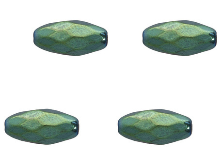 Hematyt, kamień naturalny / oliwka fasetowana / 5x3x3mm / Emerald / otwór 0.7mm / 12szt