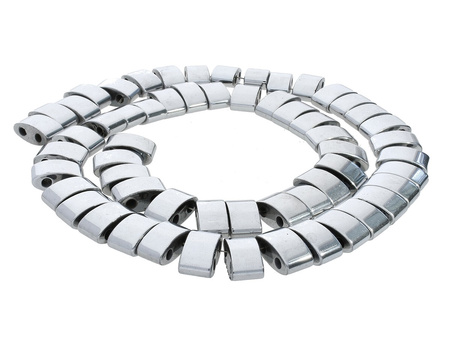 Hematyt, kamień naturalny / prostokąt owalny z dwoma otworami / 7x12mm / Silver / 55szt
