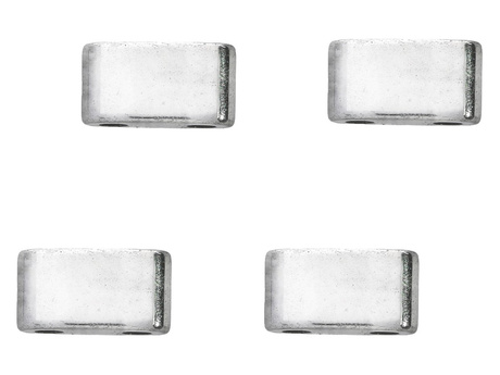 Hematyt, kamień naturalny / prostokąt z 2 otworami / 3x5x2mm / Silver / otwór 0.6mm / 16szt