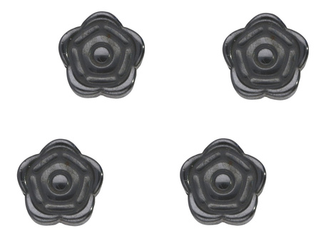 Hematyt, kamień naturalny / róża / 6.5x6.5x3mm / Classic Black / otwór 1mm / 8szt