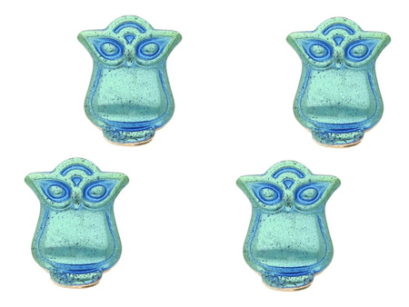 Hematyt, kamień naturalny / sowa / 10x8x2.5mm / Emerald / otwór 1mm / 4szt