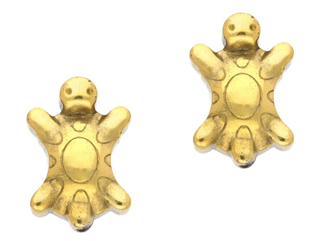 Hematyt, kamień naturalny / żółw / 13.5x9x5mm / Gold / otwór 1mm / 2szt