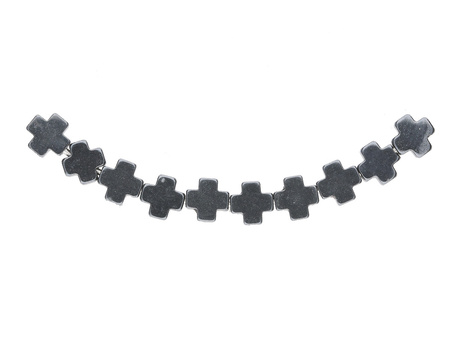 Hematyt / krzyżyk / 6x6x2.5mm / czarny / 5szt.