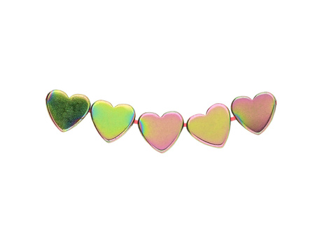 Hematyt / płaskie serce / 5.5x6x2mm / Opalescent Green / 5szt