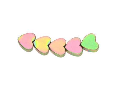 Hematyt / płaskie serce / 5.5x6x2mm / Opalescent Green / 5szt