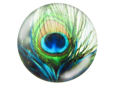Kaboszon szklany z grafiką 25mm PT1188 / zielony / 2szt