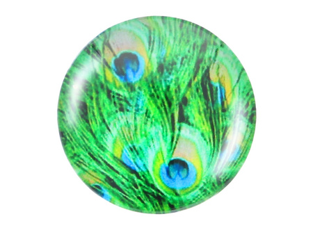 Kaboszon szklany z grafiką K14 PT1184 / zielony / 14mm / 4szt