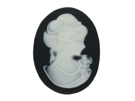 Kamea / kaboszon / owal / 18x25mm / czarno-biały / 4szt