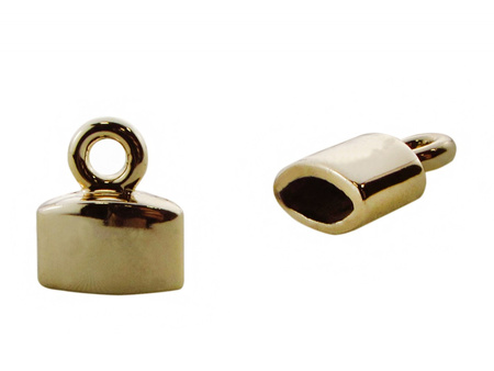 Końcówka do wklejania, owalna 7x9x4mm / kolor złoty, KC Gold / otwór 2x5mm / 4szt