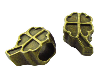 Koniczyna / przekładka / 8x12x7mm / antyczny brąz / otwór 5mm / 4szt