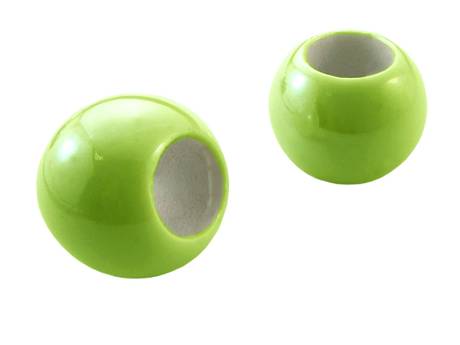 Koraliki ceramiczne, lustrzane / zielony / 16x20mm / otwór 10,5mm / 1szt