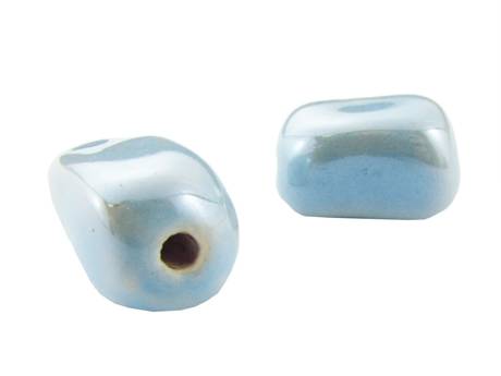 Koraliki ceramiczne / nieregularne / prostokąt / błękitny / lustrzany / 16x10x10mm / otwór 2mm