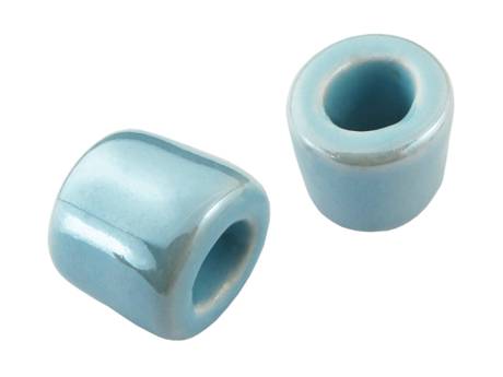 Koraliki ceramiczne / oponka / niebieski / opalizujący / 14x17mm / otwór 10mm