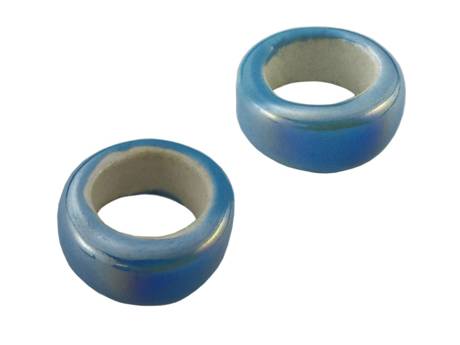 Koraliki ceramiczne / oponka / niebieski / opalizujący / 7x17mm / otwór 10mm