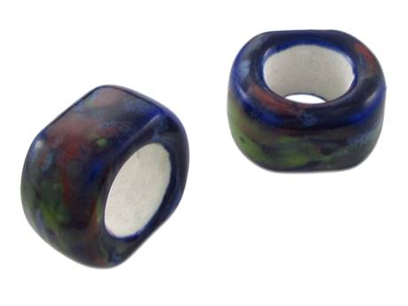 Koraliki ceramiczne, ścięty walec / kobaltowy / lustrzany / 12x17x20mm / otwór 11mm
