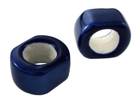 Koraliki ceramiczne, ścięty walec / kobaltowy / lustrzany / 12x17x20mm / otwór 11mm