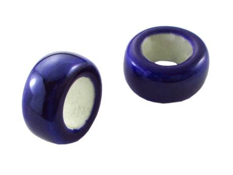 Koraliki ceramiczne, walec / kobaltowy / lustrzany / 9x18mm / otwór 11mm