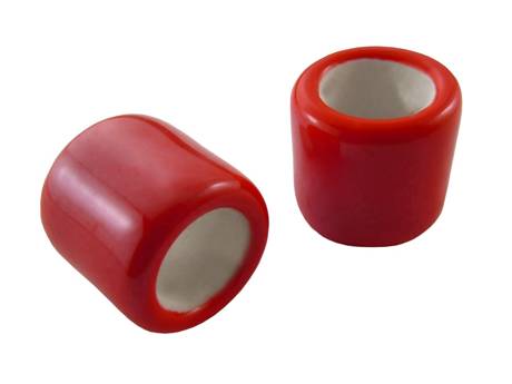 Koraliki ceramiczne walec, lustrzane / czerwony / 15x17mm / otwór 10mm / 1szt