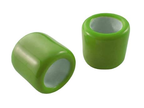 Koraliki ceramiczne walec, lustrzane / zielony / 15x17mm / otwór 10mm / 1szt