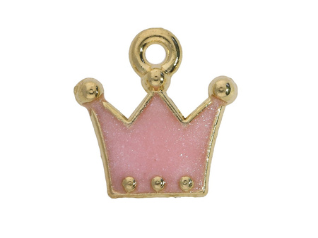 Korona SweetCharm™ / zawieszka charms / 12x11x2mm / kolor różowy, złoty / 4szt