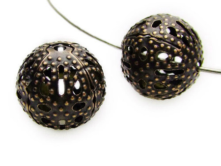 Kulki ozdobne , antyczne złoto / ażurowe / 6mm / wielkosć otworu 1mm / 24szt