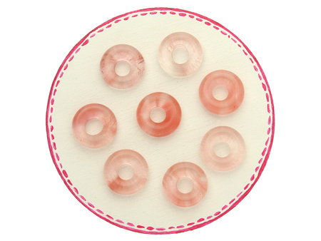 Kwarc różowy / okrąg / 15mm / otwór 4,8mm / grubość 4mm / 1szt
