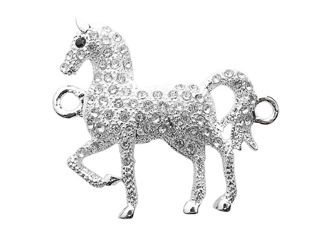 Łącznik ozdobny shamballa, konik, kucyk / posrebrzany, kolor srebrny / 35mm x 42mm