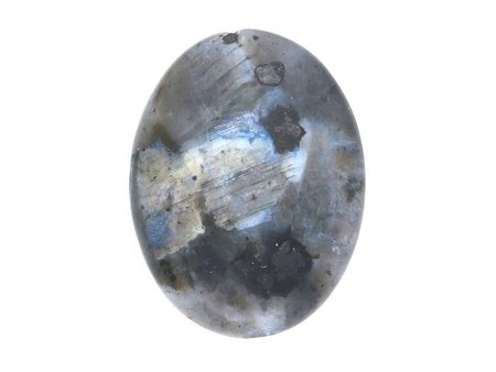 Larvikit / owal płaski / fasetowany / 16x12x6mm / 1szt