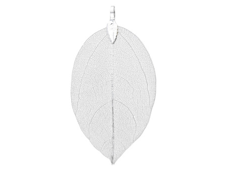 Liść ażurowy / miedziany / zawieszka / 70x36x4mm / srebrny / 1szt