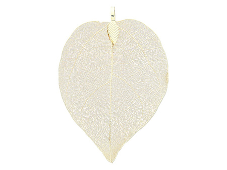 Liść ażurowy / miedziany / zawieszka / 73x43x4mm / złoty / 1szt