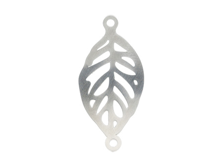 Liść / łącznik / stal chirurgiczna / 30x15x1mm / srebrny /1szt