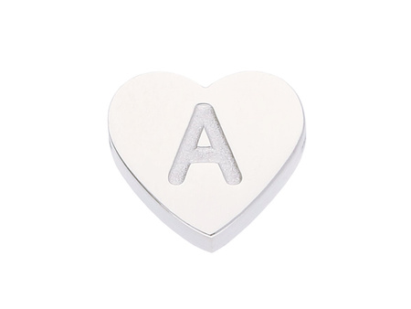 Literka A / przekładka / stal chirurgiczna / 6x7mm / otwór 1.4mm / srebrny / 1szt