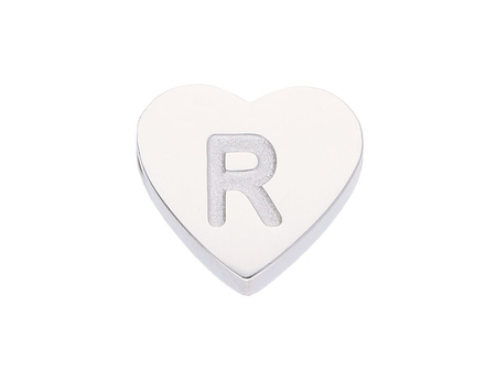 Literka R / przekładka / stal chirurgiczna / 6x7mm / otwór 1.4mm / srebrny / 1szt