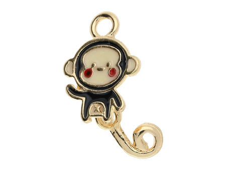 Małpa SweetCharm™ / zawieszka charms / 24x12x5mm / KC Gold, czarny / 2szt