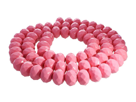 Milly™ / koraliki szklane / rondelle / 8x10mm / jasna eozyna / otwór 1.5mm / 70szt