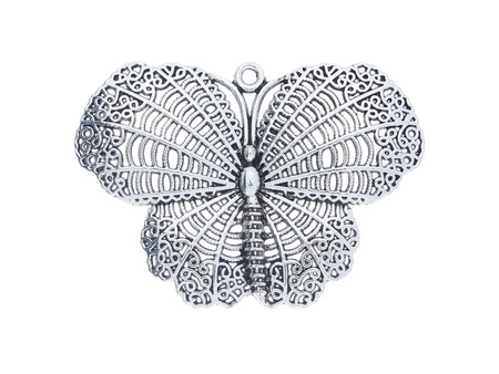 Motyl ażurowy / zawieszka / 50x67x4mm / srebrny / 1szt