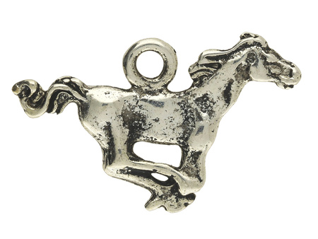 Mustang / zawieszka charms / 17x28mm / srebrny / 6szt