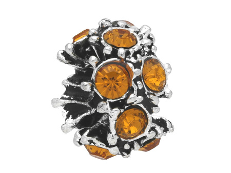 Obrączka Glamm™ / przekładka / 10 cyrkonii / 9x12x12mm / srebrny, Hyacinth / otwór 5mm / 1szt