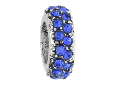 Obrączka Glamm™ / przekładka / 32 cyrkonie / 4x12x12mm / srebrny, Dark Montana Blue / ot. 6mm /1szt