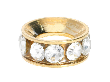 Obrączka / przekładka / 10 cyrkonii / 4x10mm / kolor KC Gold / otwór 5mm / 2szt