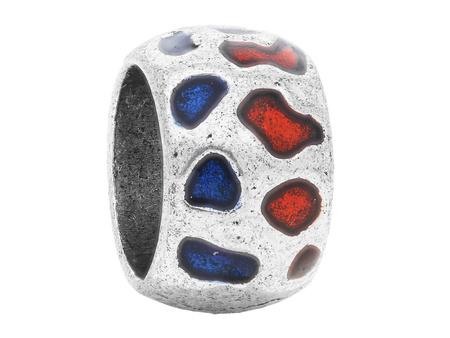 Obrączka w kolorowy wzór / przekładka / 8x13mm / srebrny / otwór 10mm / 2szt
