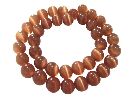 Opal, kocie oko kula 10mm / ciemny brudny róż / otwór 1mm / 40szt