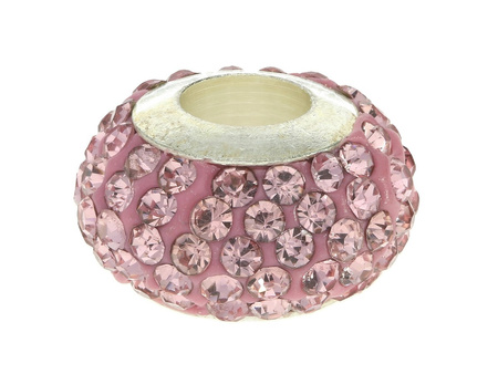 Oponka Discoteque™ / przekładka / 106 cyrkonii / 8x14mm / jasny srebrny, różowy / otwór 5mm / 1szt