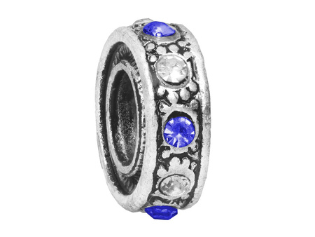 Oponka Glamm™ / przekładka / 10 cyrkonii / 4x11mm / kolor srebrny, multikolor / otwór 5mm / 1szt
