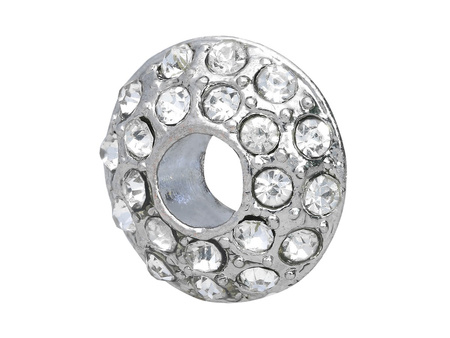 Oponka Glamm™ / przekładka / 44 cyrkonie / 7x15.5mm / kolor srebrny / otwór 5.5mm / 1szt