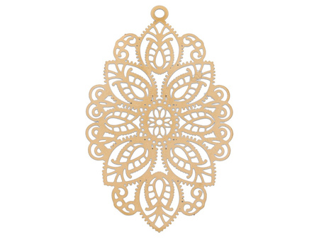 Owal / zawieszka filigranowa / stal nierdzewna / 49x29x0.3mm / ciemny KC Gold / 1szt