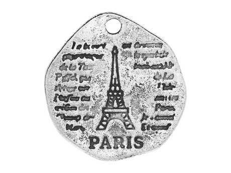 PARIS / zawieszka charms / 18.5x17.5x1mm / antyczny srebrny / 2szt