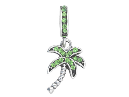 Palma Glamm™ / zawieszka charms / 28x12x10mm / srebrny, Peridot / 1szt