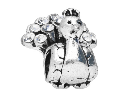 Paw Glamm™ / przekładka / 12cyrkonii / 12x15x11mm / srebrny, Crystal / otwór 4.5mm / 1szt