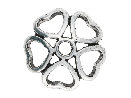 Serca / nakładki na koraliki / 10mm / srebrny / otwór 1.5mm / 10szt